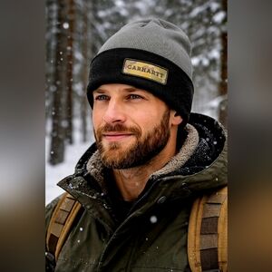 Carhartt Hat Beanie Cuffed Knit Gray Black Camo Patch Mens One Size Winter New